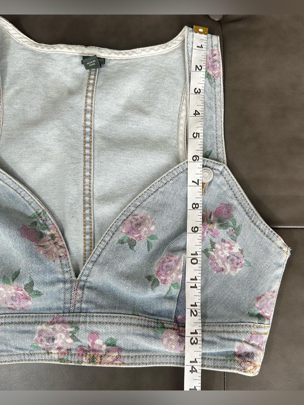 Wild Fable Floral Denim Bustier Crop Top Size Small - Picture 6 of 8